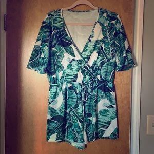 Palm Leaf print romper